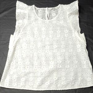 Madewell White Eyelet Floral Shell